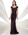Montage 216972 Long Sequin Gown wine sequin mother of the bride gown with cap sleeves