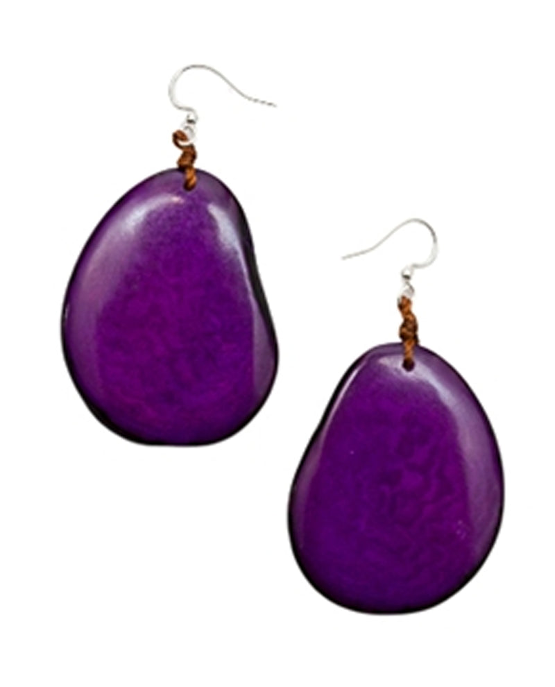 Purple Organic Tagua 1E250 Amigas Earring