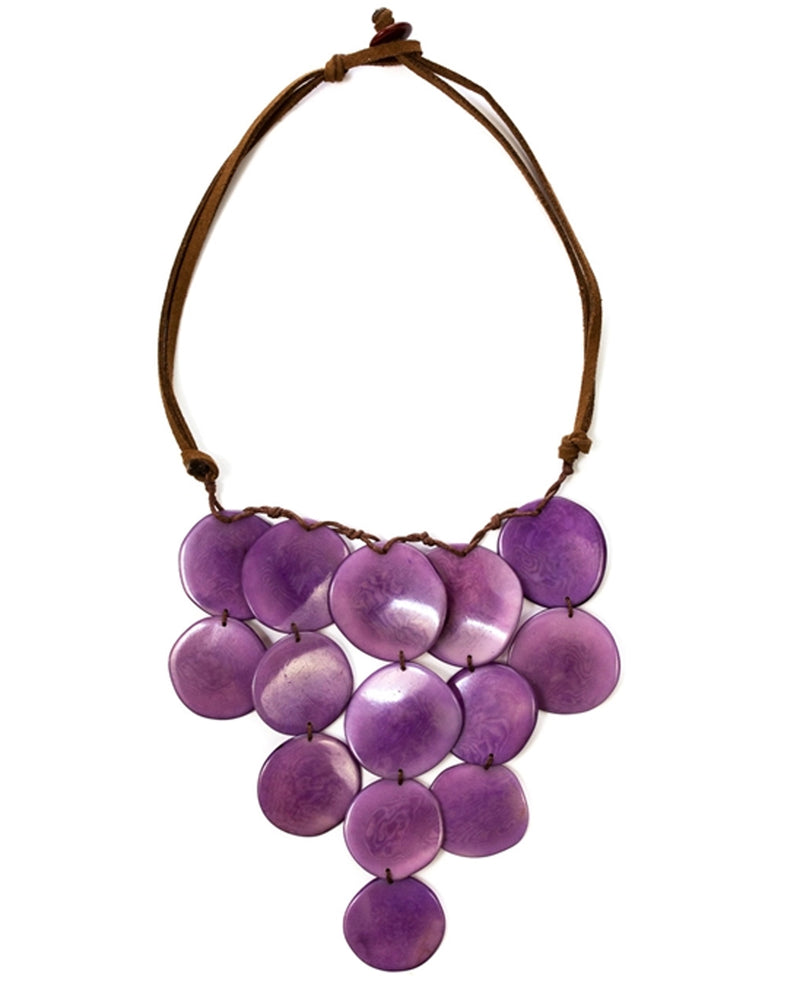Organic Tagua SC119 Oro Necklace Purple