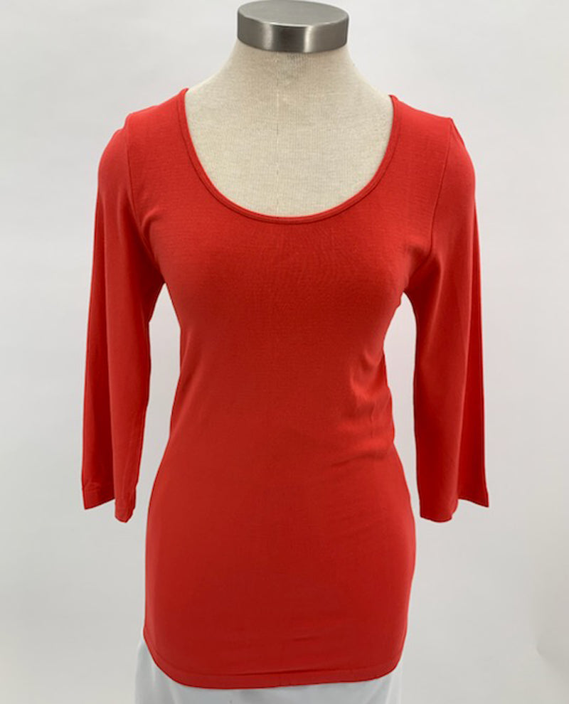 Pure Essence 101-4466 Bamboo Scoop Neck 3/4 Sleeve coral