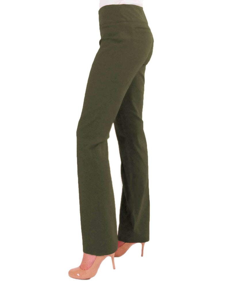 Renuar R1417 Petite Straight Leg Pants with Slimming Panel and Pleats