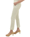 White Renuar R1772 Pull On Ankle Pants with stretch have zip pockets, slit detail, tapered pant legs