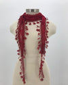 Red Rose Lace Trim Scarf 1094