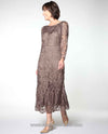 Soulmates D1423 Tea Length Lace Dress mocha brown mother of the bride dress with matching jacket