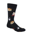 Black Mens Big Breakfast Socks MN19013 with bacon, eggs, coffee and pancakes