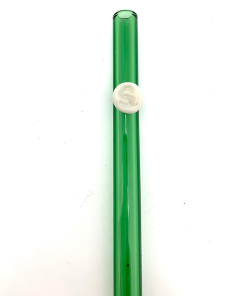 Dot on Green GLASS STRAW Reusable Straws Glass Drinking Straw Dot