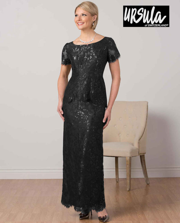 Chianti Ursula 63291 Womens Short Sleeve Lace Gown charcoal sequin lace gown 