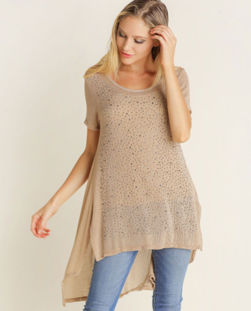 Vocal 13183S Pauch Tunic With Stones Taupe