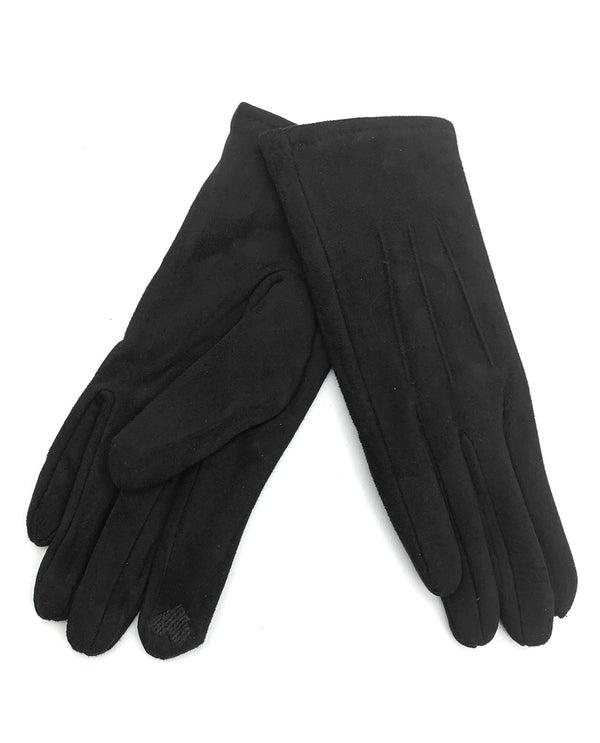 Faux Suede Tech Gloves Black