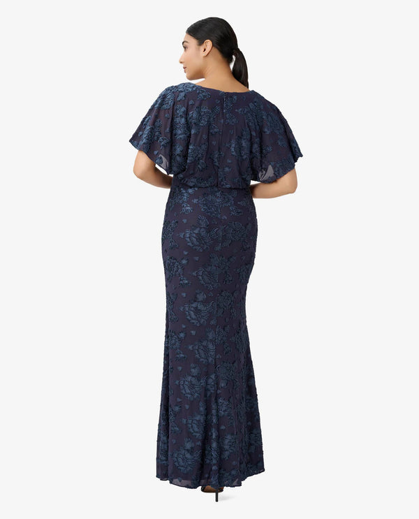 ADRIANNA PAPELL WOMANS AP1E209986 FLORAL BURNOUT MIDNIGHT