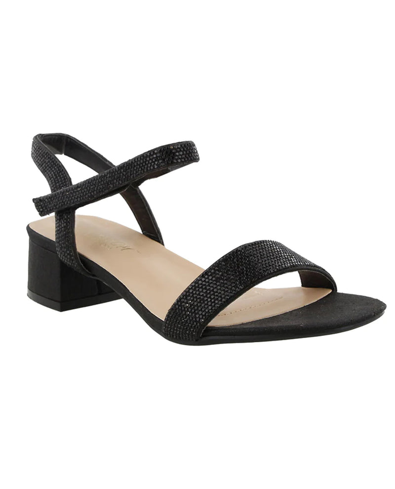 BLOSSOM BETH-1W SHIMMER/STONE ANKLE STRAP-WIDE WIDTH BLACK