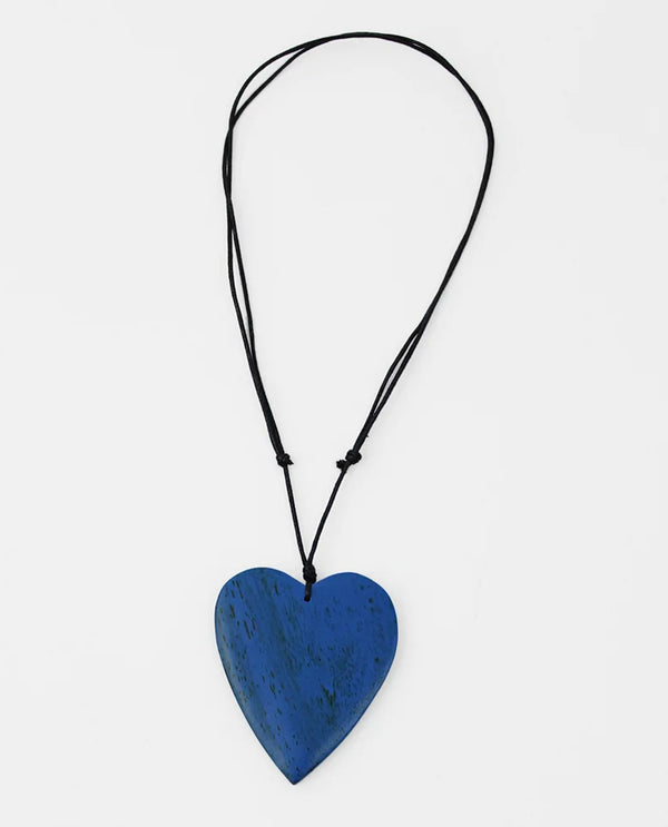 SYLCA DW22N04 GABI HEART WOODEN NECKLACE BLUE