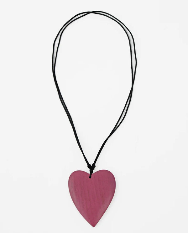 SYLCA DW22N04 GABI HEART WOODEN NECKLACE PINK